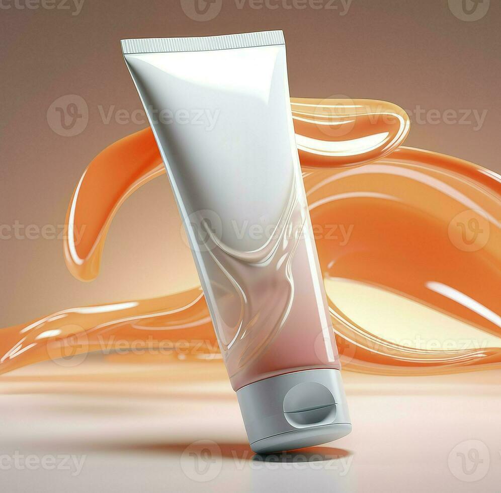 Blank cosmetic packaging mockup tube. Vector illustration, Isolated, Generative AI photo