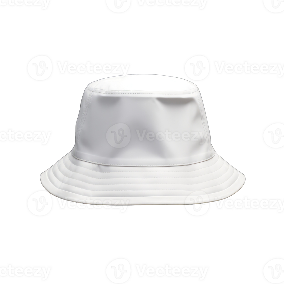 blanco Cubeta sombrero Bosquejo, No gravedad, 3d representación, aislado en transparente fondo, generativo ai png