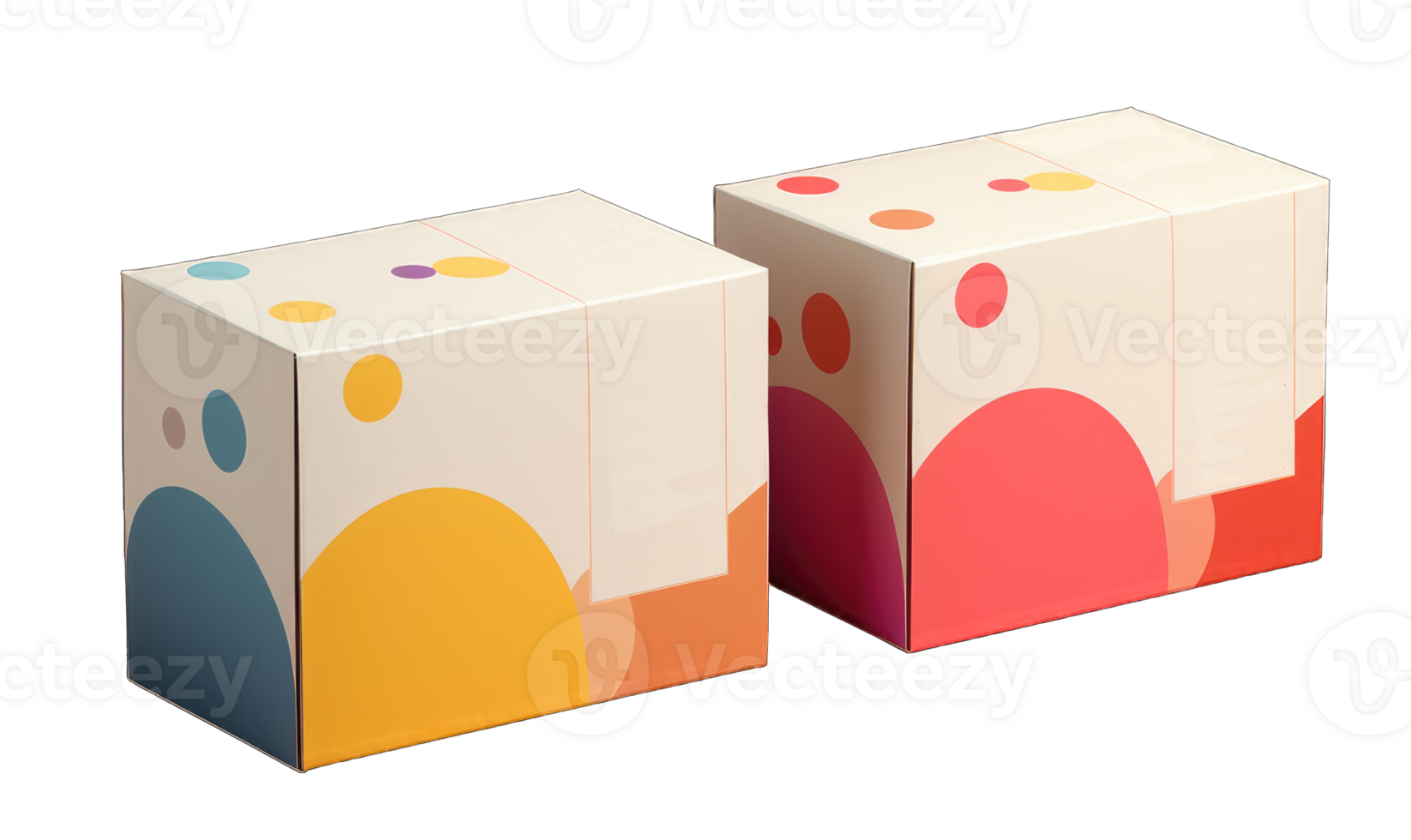 Two cardboard packaging boxes mockups isolated on transparent background. Vector illustration, Generative AI png