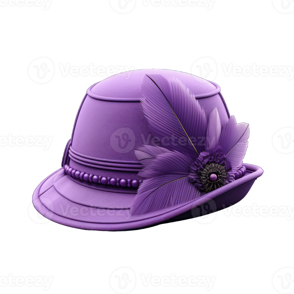 Violet Flapper Hat, Retro Woman hat mockup, high detail, transparent background, Generative AI png