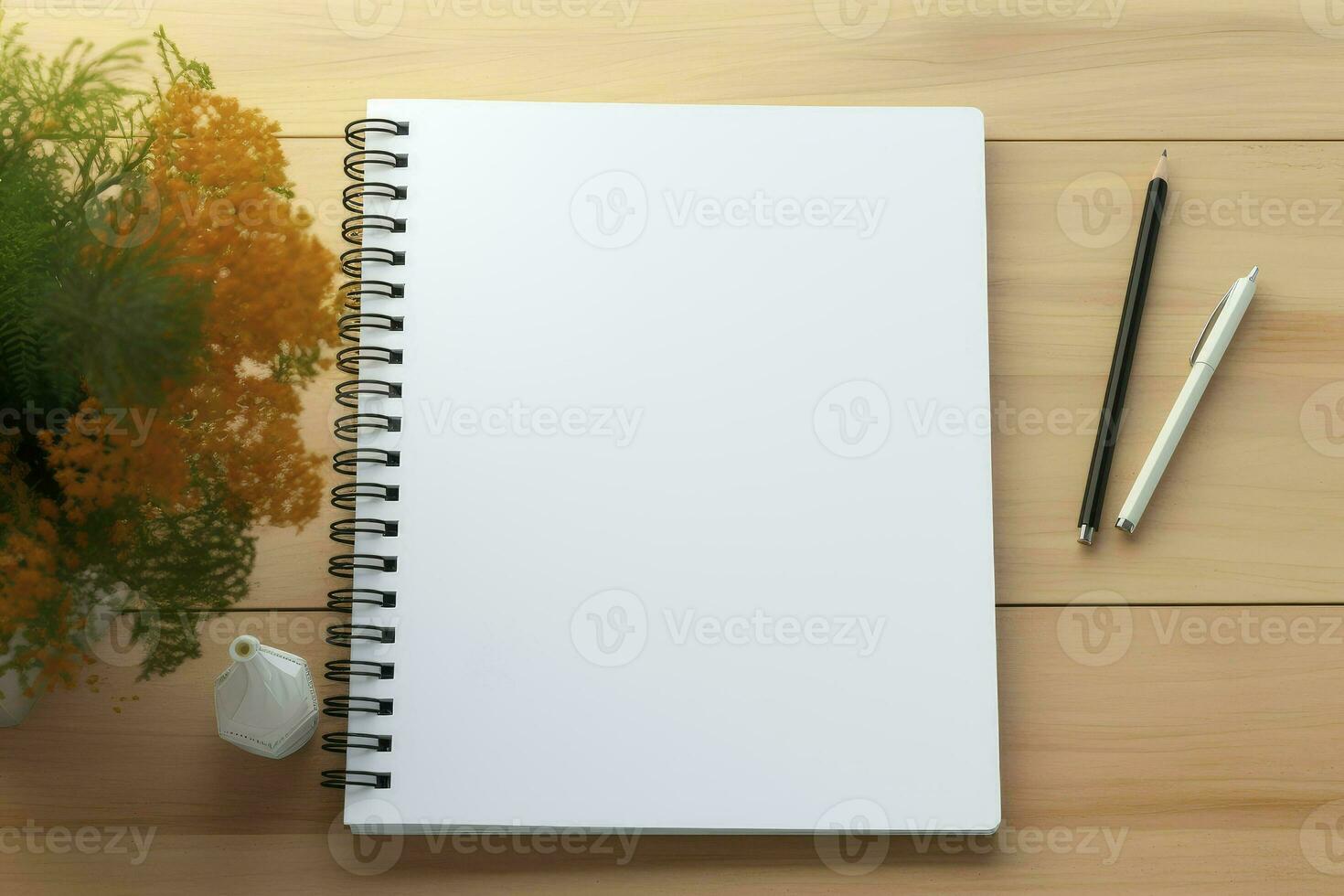 Realistic notebook mockup, notepad with blank cover and spread for your design. Realistic copybook with shadows, Generative AI photo