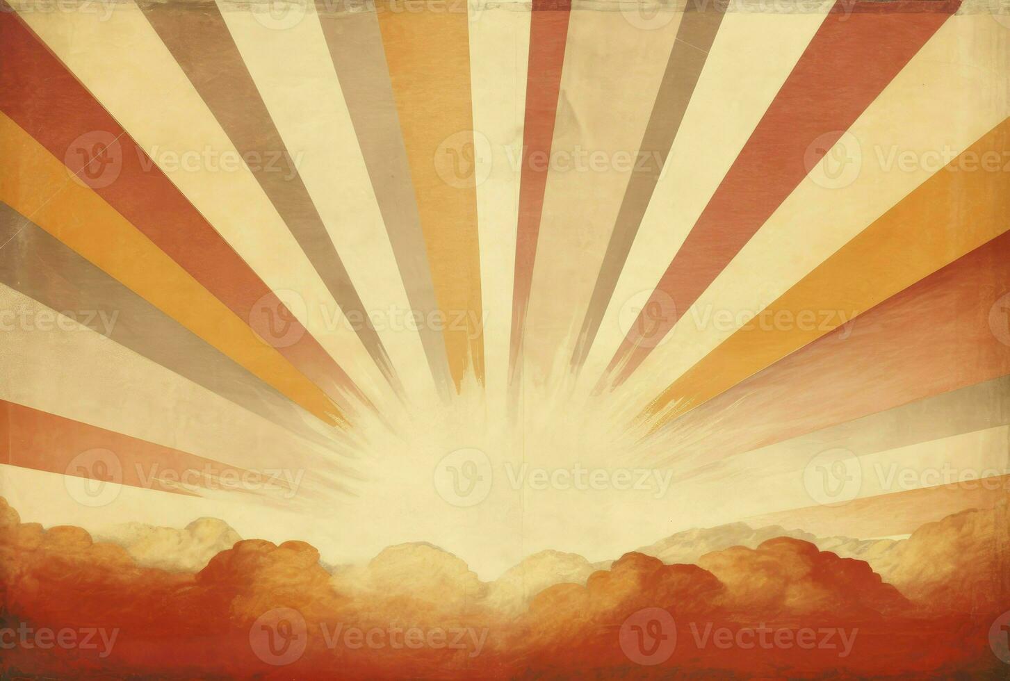 Retro background with curved, rays or stripes in the center. Sunburst or sun burst retro background, Generative AI photo