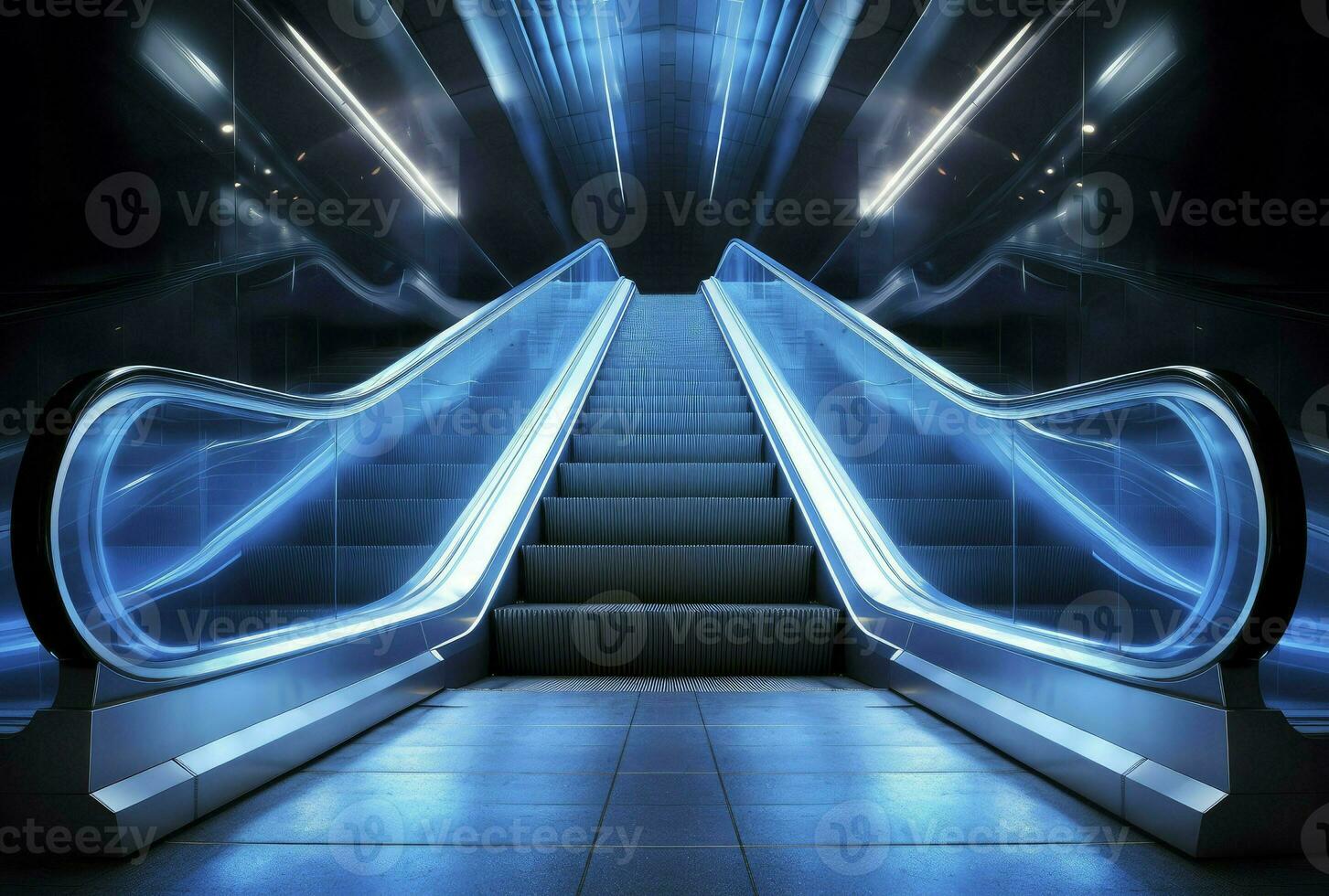 A panoramic angle of Escalator, Generative AI photo