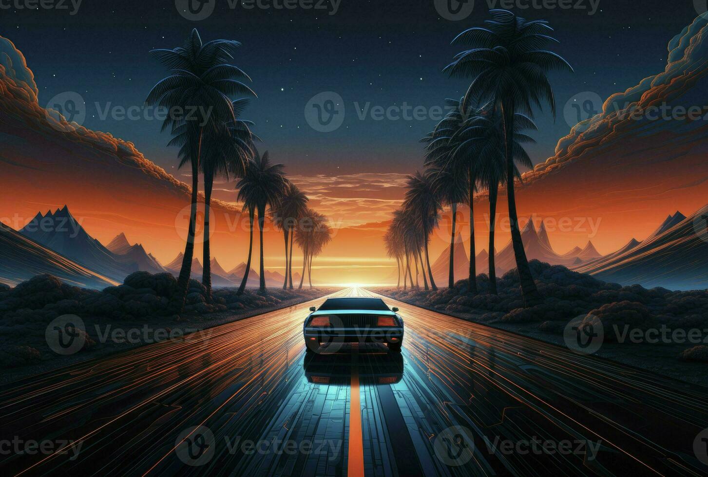 Abstract Backgrounds 80's retro Vector virtual reality smart city vr glasses and holographic simulation concept virtual world game virtual reality in cinema or future metaverse network, generative ai photo