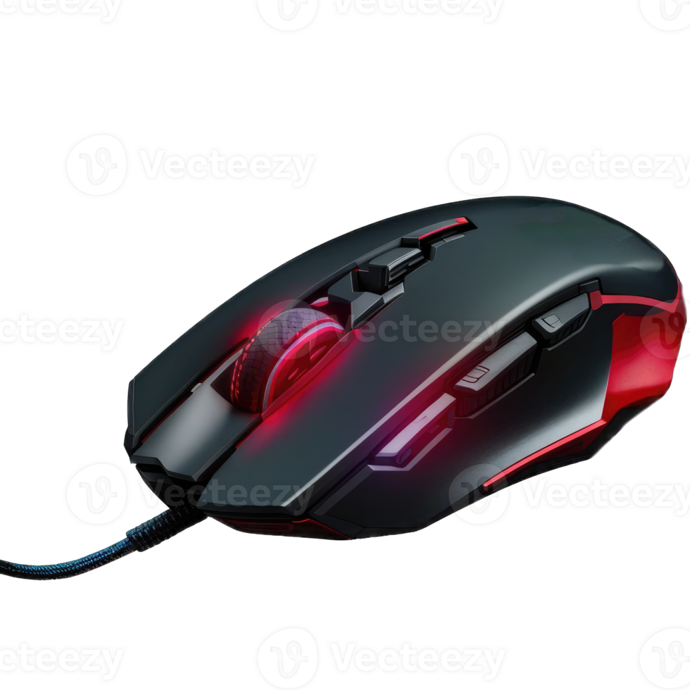 Vector illustration. Black realistic gaming computer mouse on a ...
