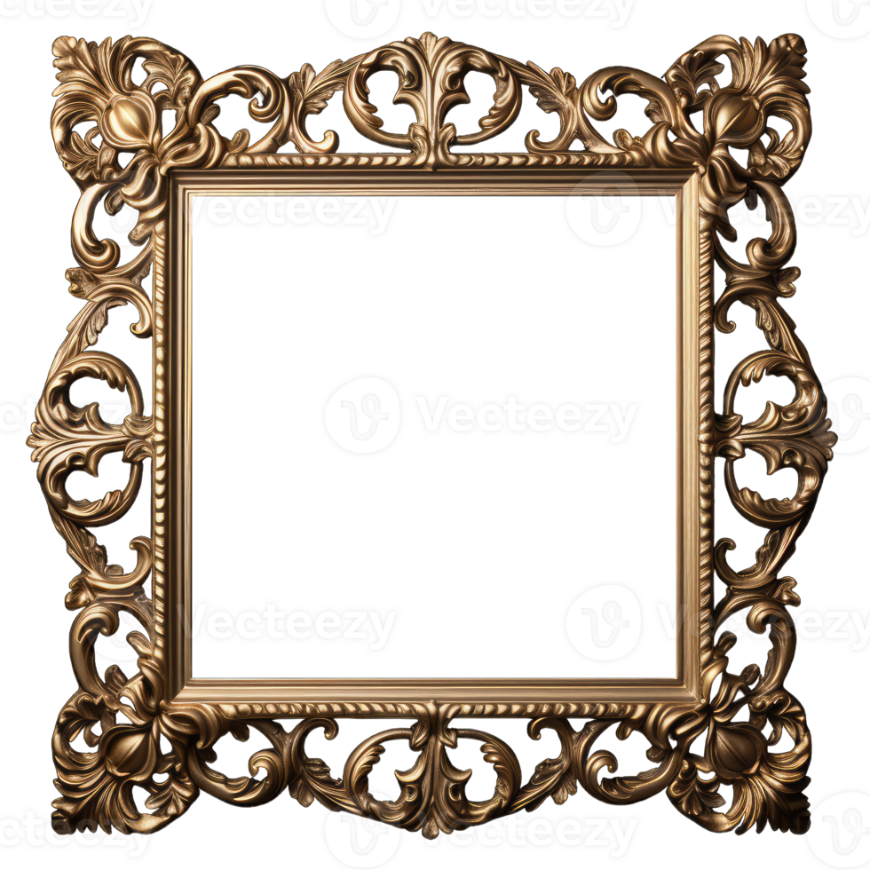 Decorative vintage frames and borders,Gold photo frame with corner, Vector design decoration pattern style, generative ai png