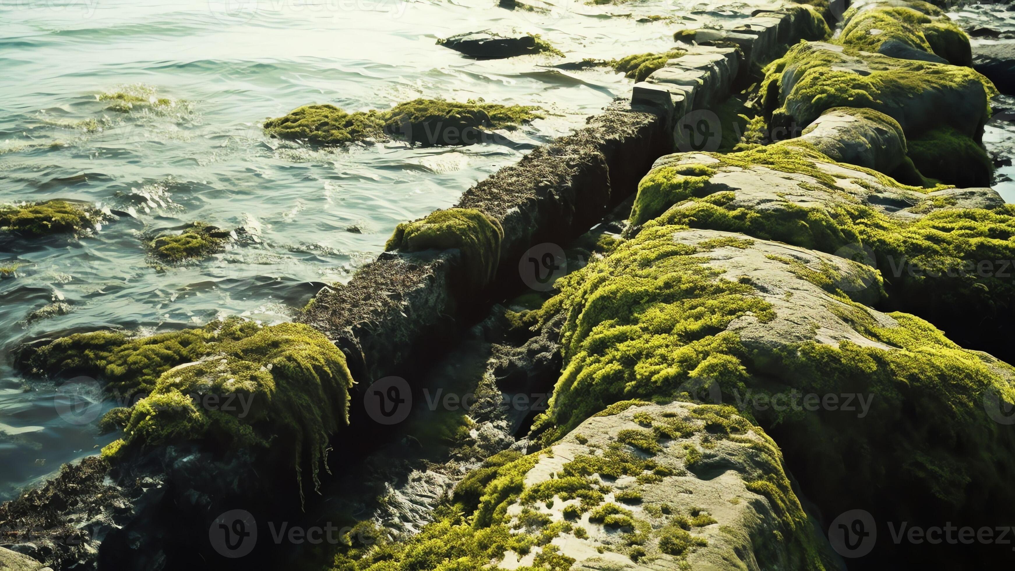 ai generativo parte de mar pared defensa en un Inglés playa playa con