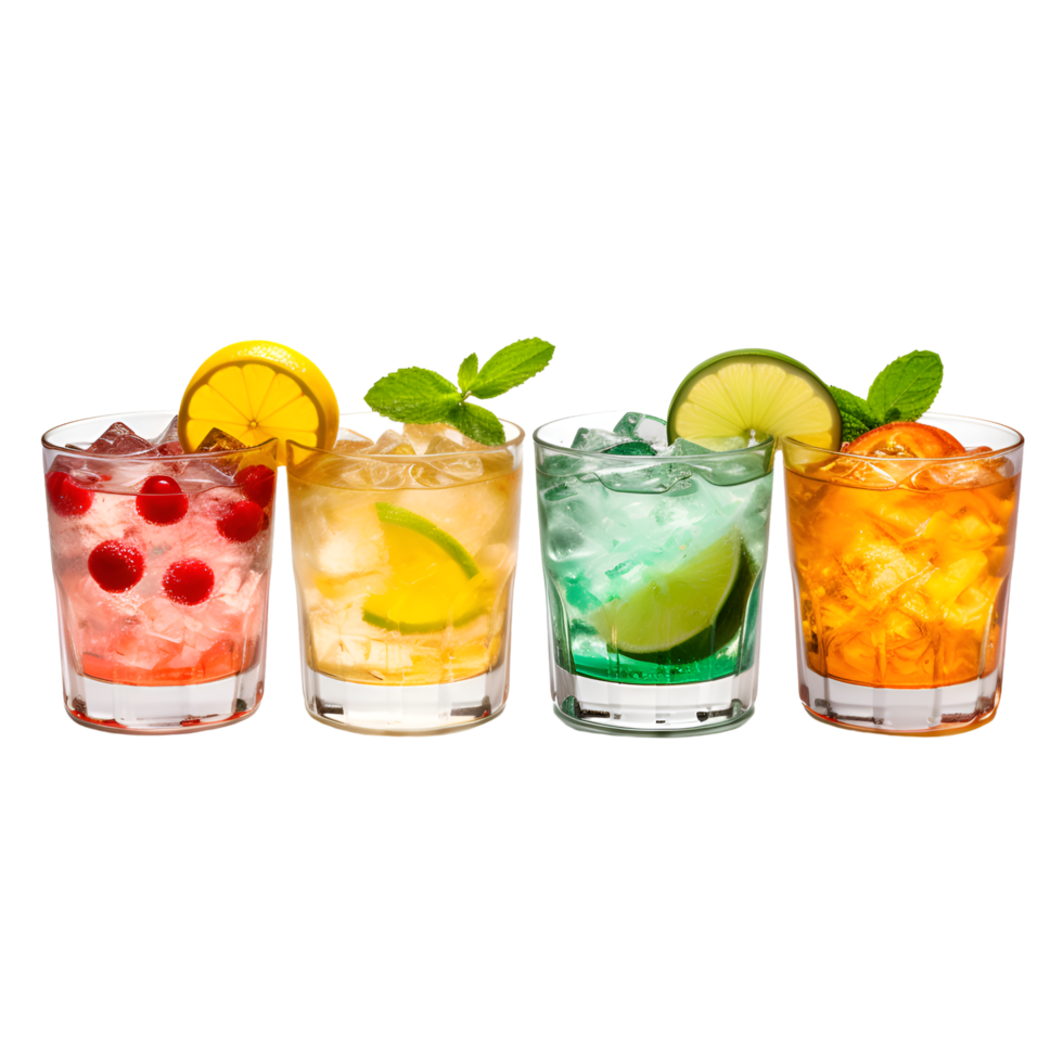 Summer Cocktail Drink Glasses Clipart AI Generated png