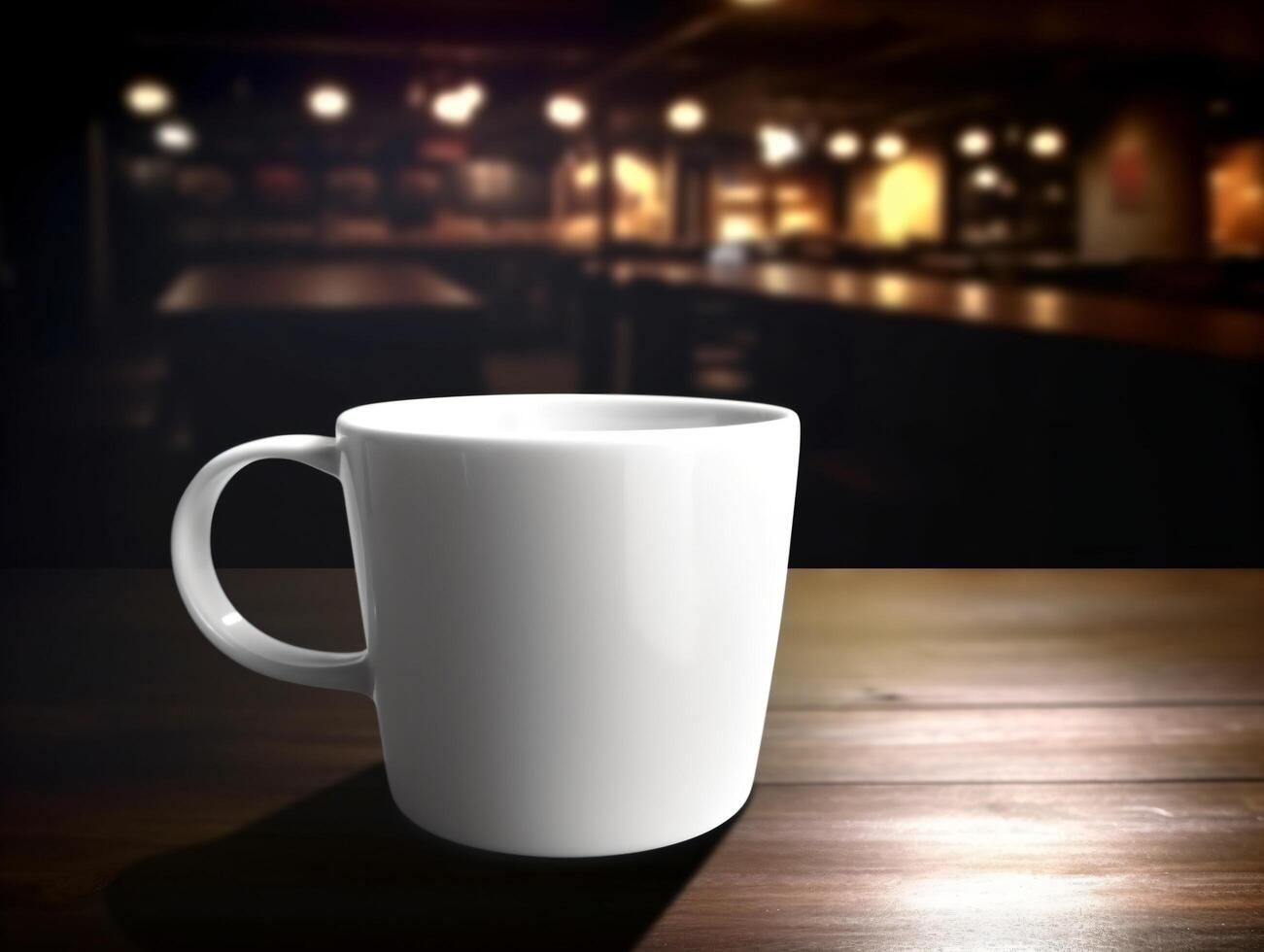 Mockup of mug on bar background photo