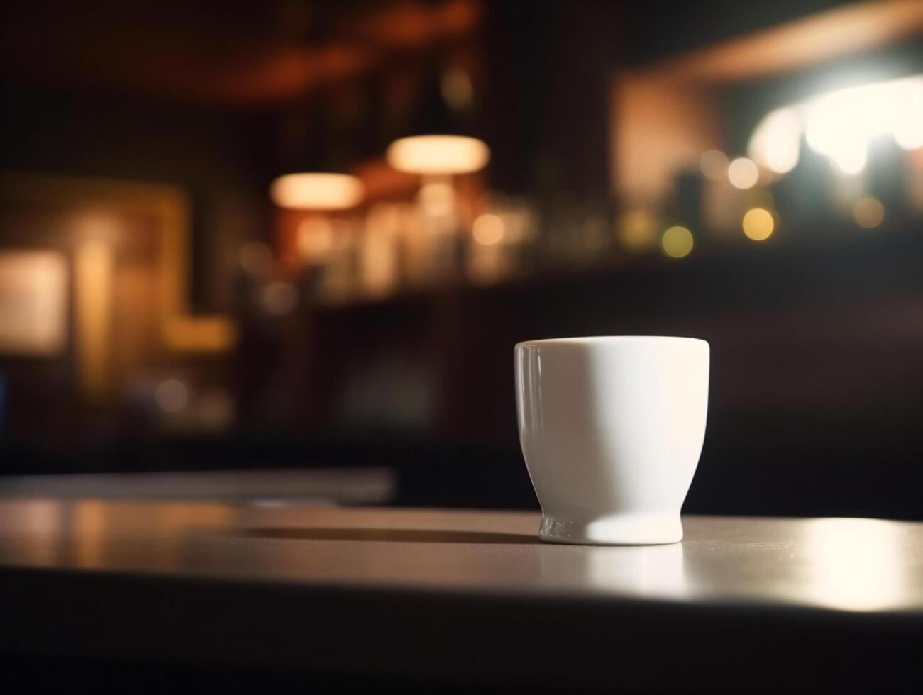 Mockup of mug on bar background photo