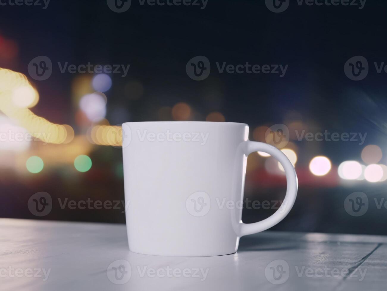 Mockup of mug on bar background photo