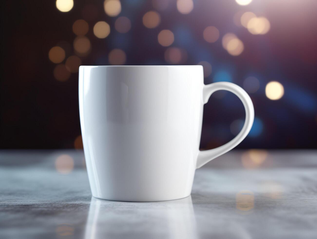 white mug on futuristic background mockup photo