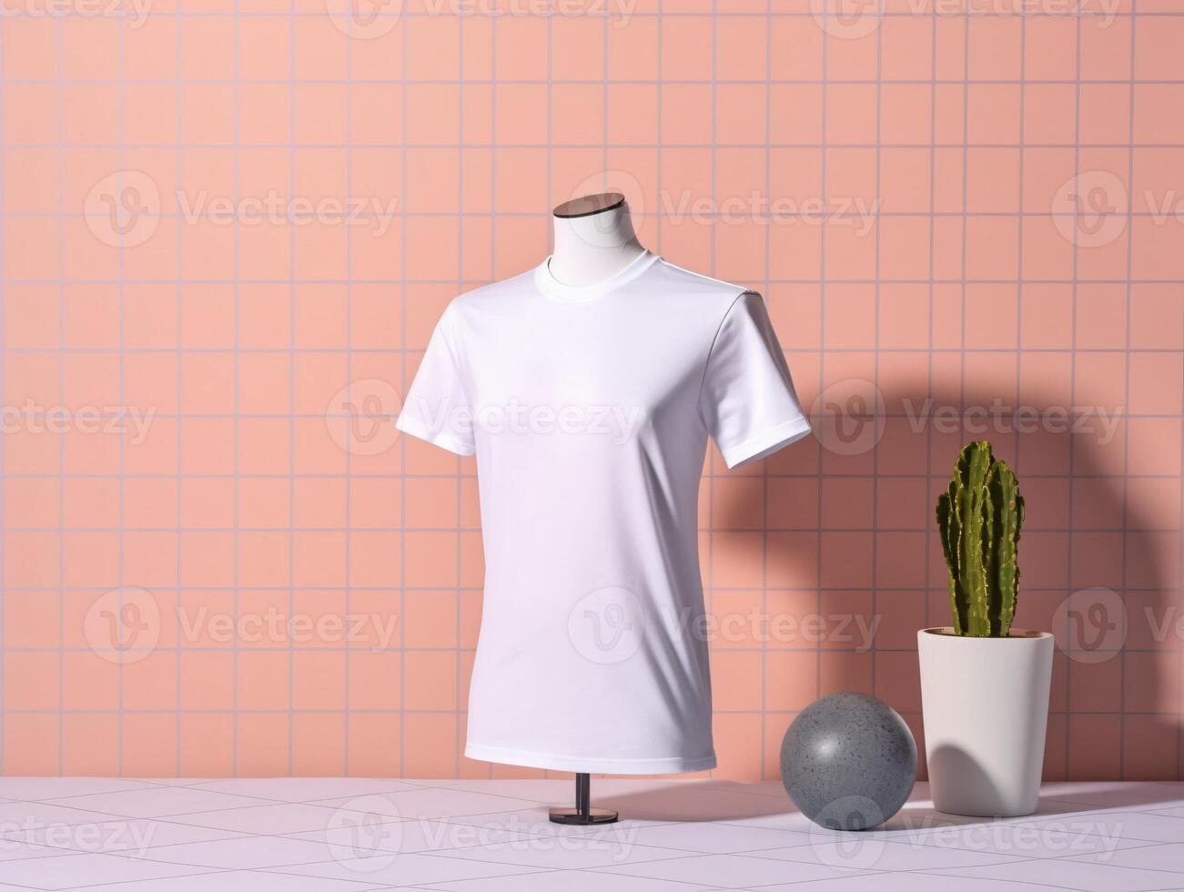 white t-shirt mockup on mannequin photo