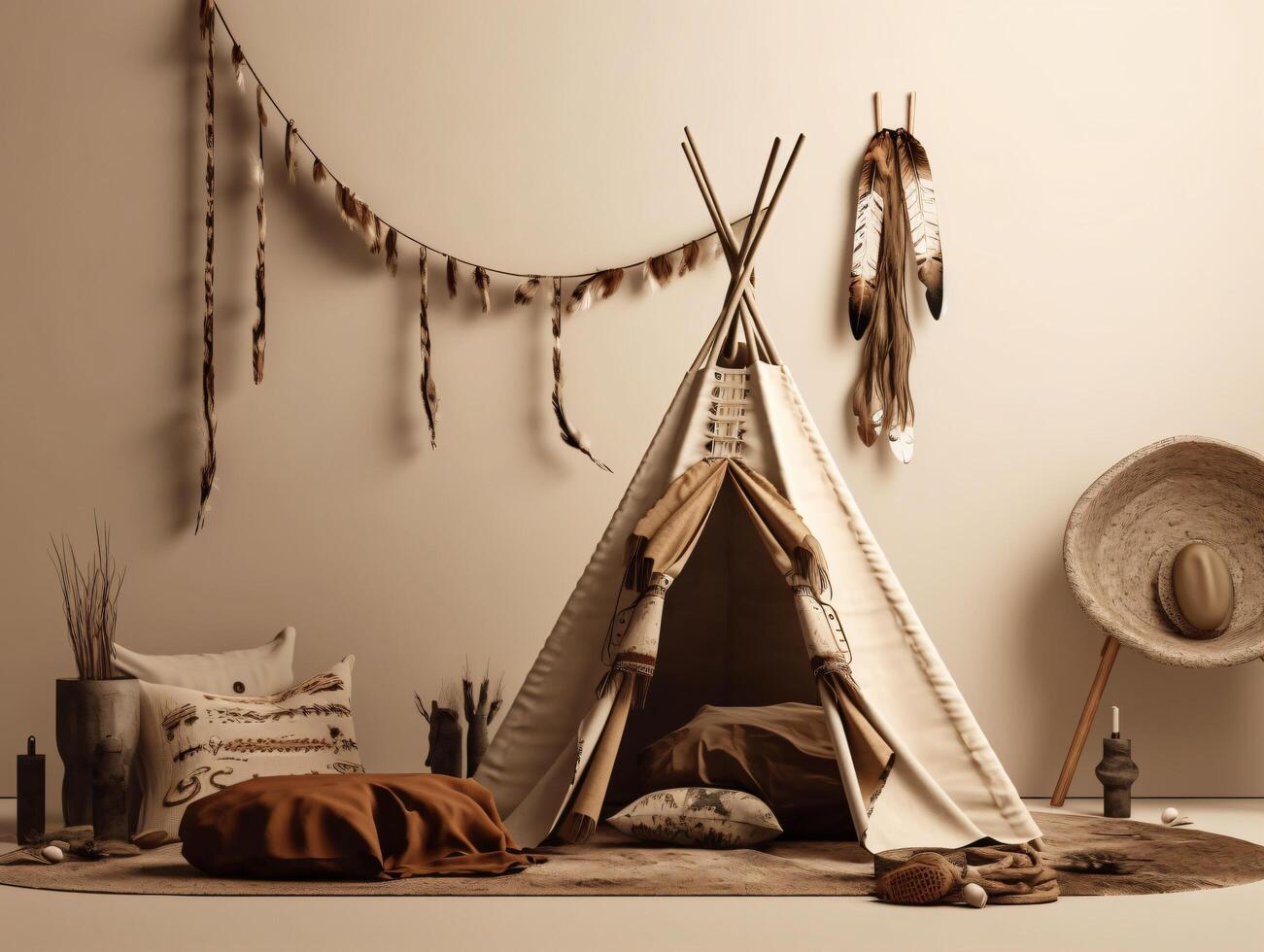 comercial minimalistic boho composition with copy space photo