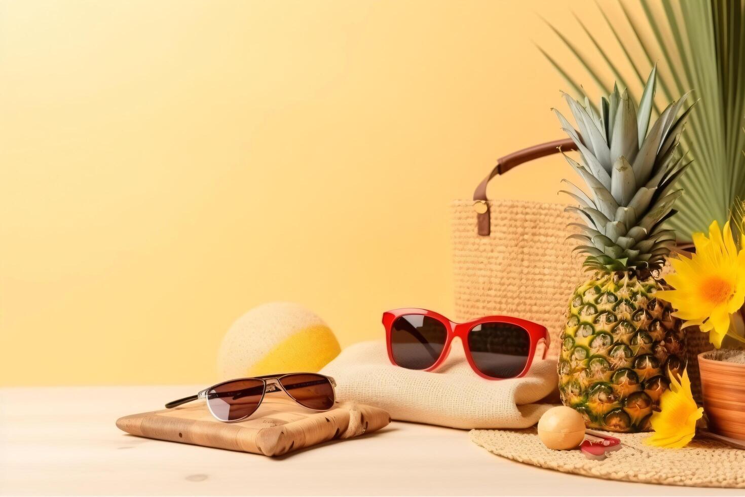 Summer vacation composition with copy space photo