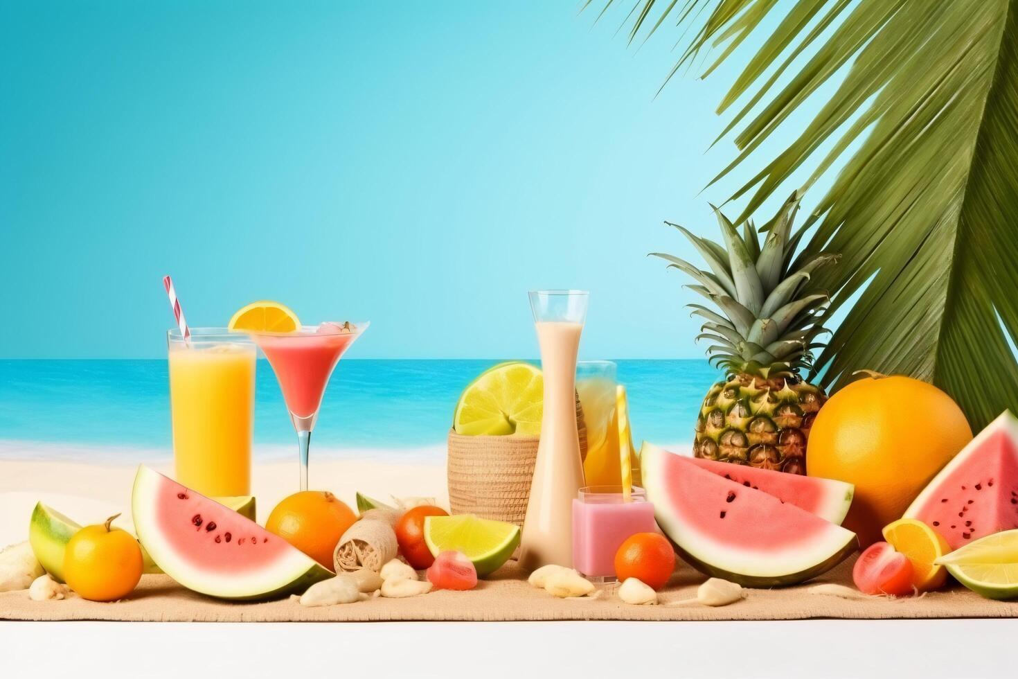 Summer vacation composition with copy space photo