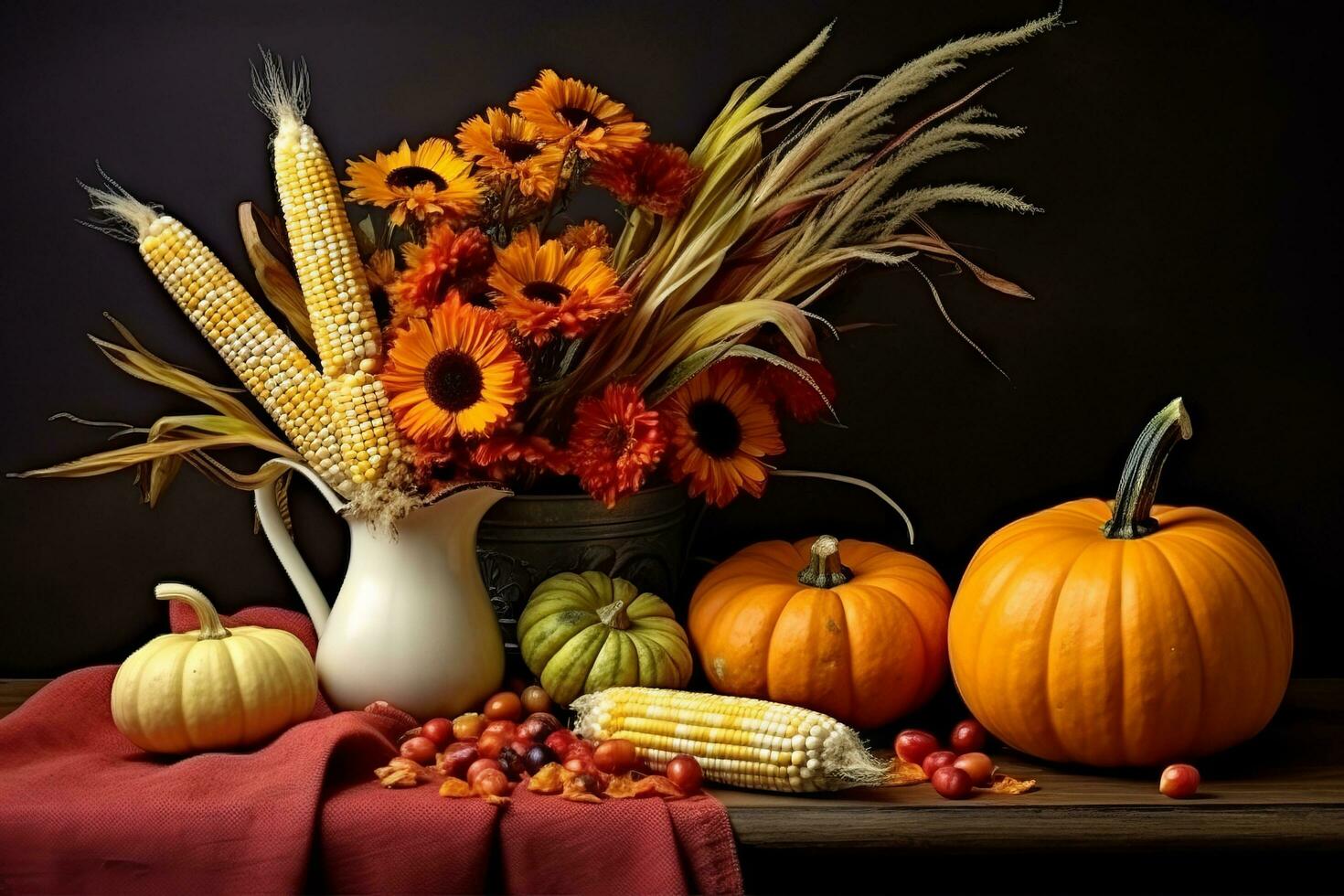 autumn composition with copy space AI Generative photo