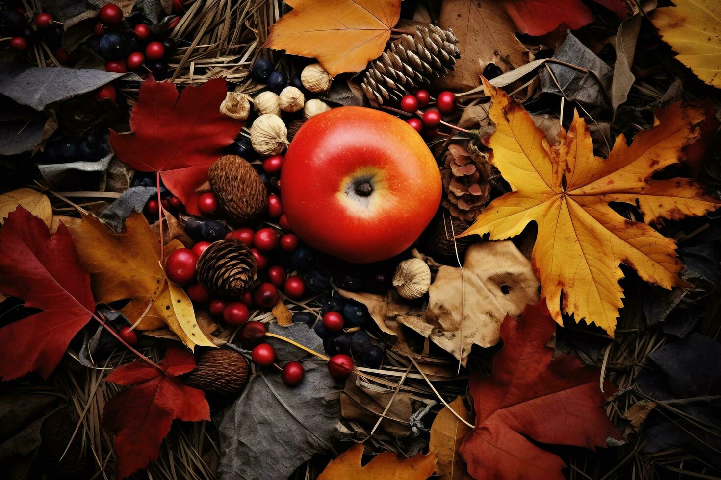 autumn composition with copy space AI Generative photo
