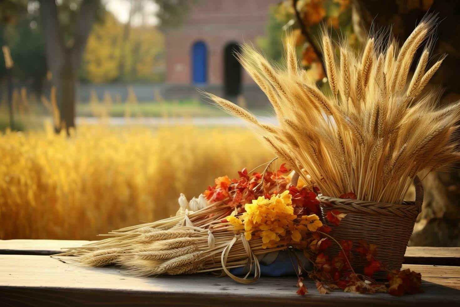 otoño composición con Copiar espacio ai generativo foto