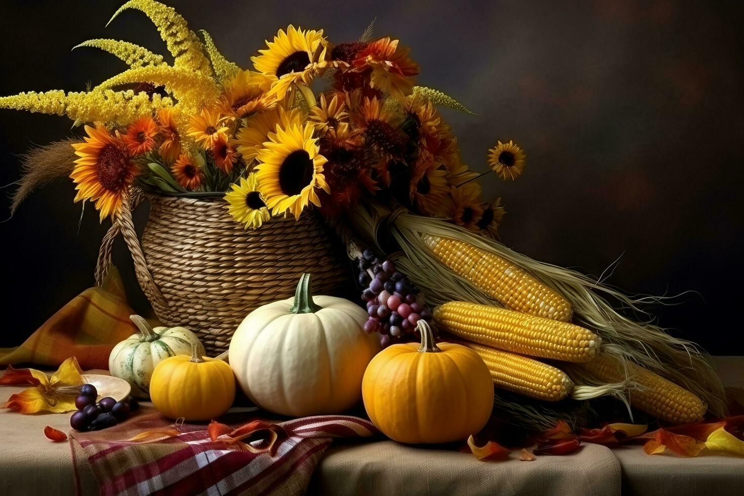 autumn composition with copy space AI Generative photo