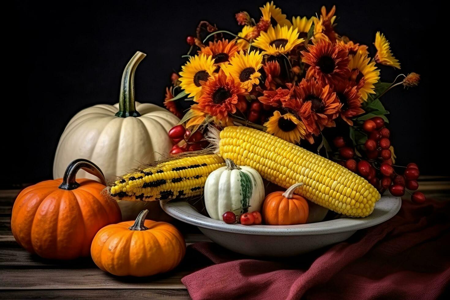 autumn composition with copy space AI Generative photo