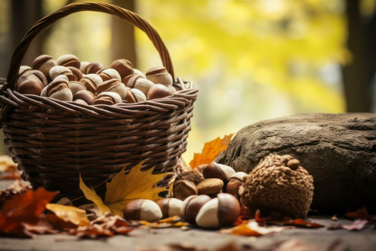 autumn composition with copy space AI Generative photo