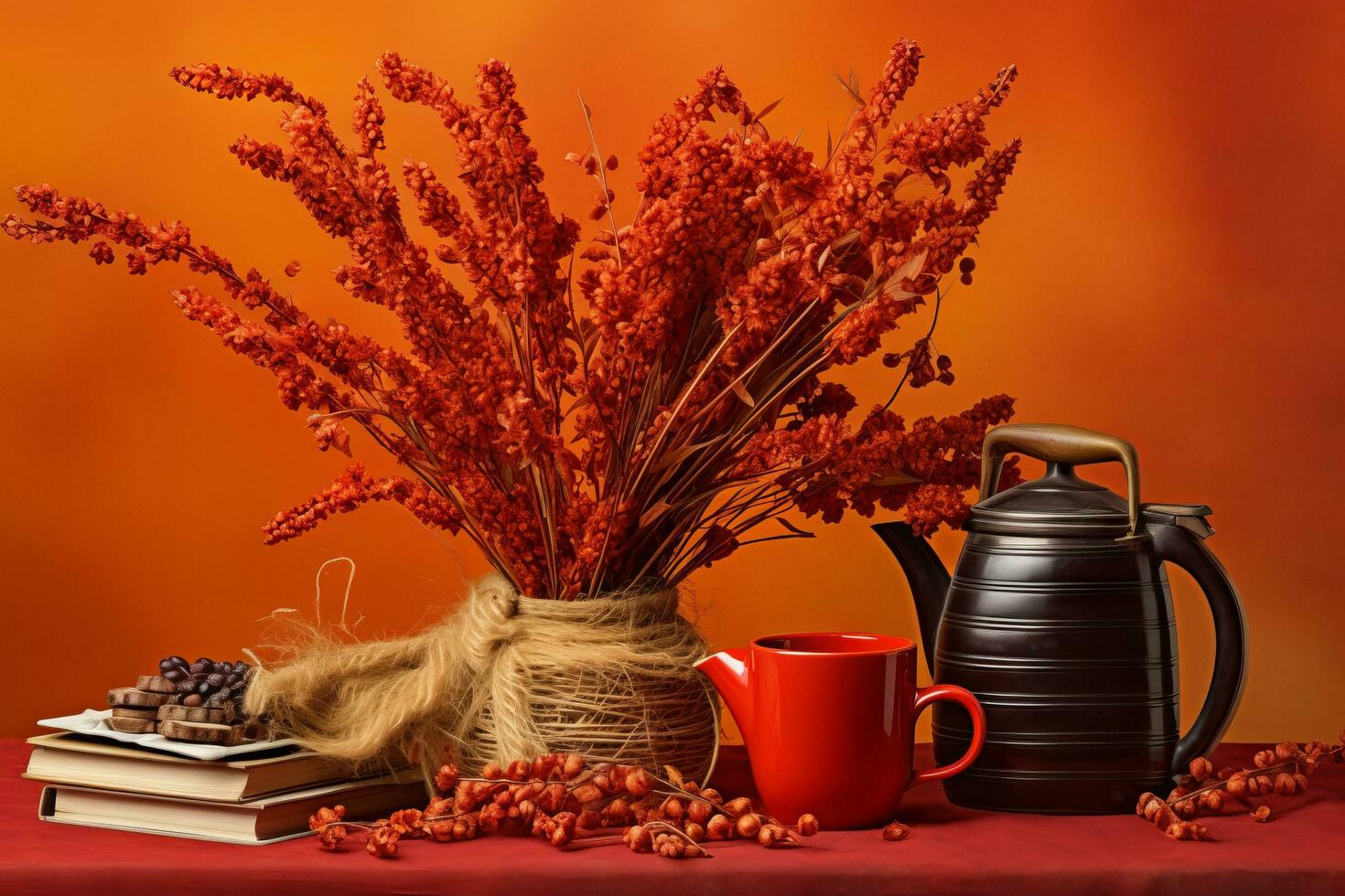autumn composition with copy space AI Generative photo