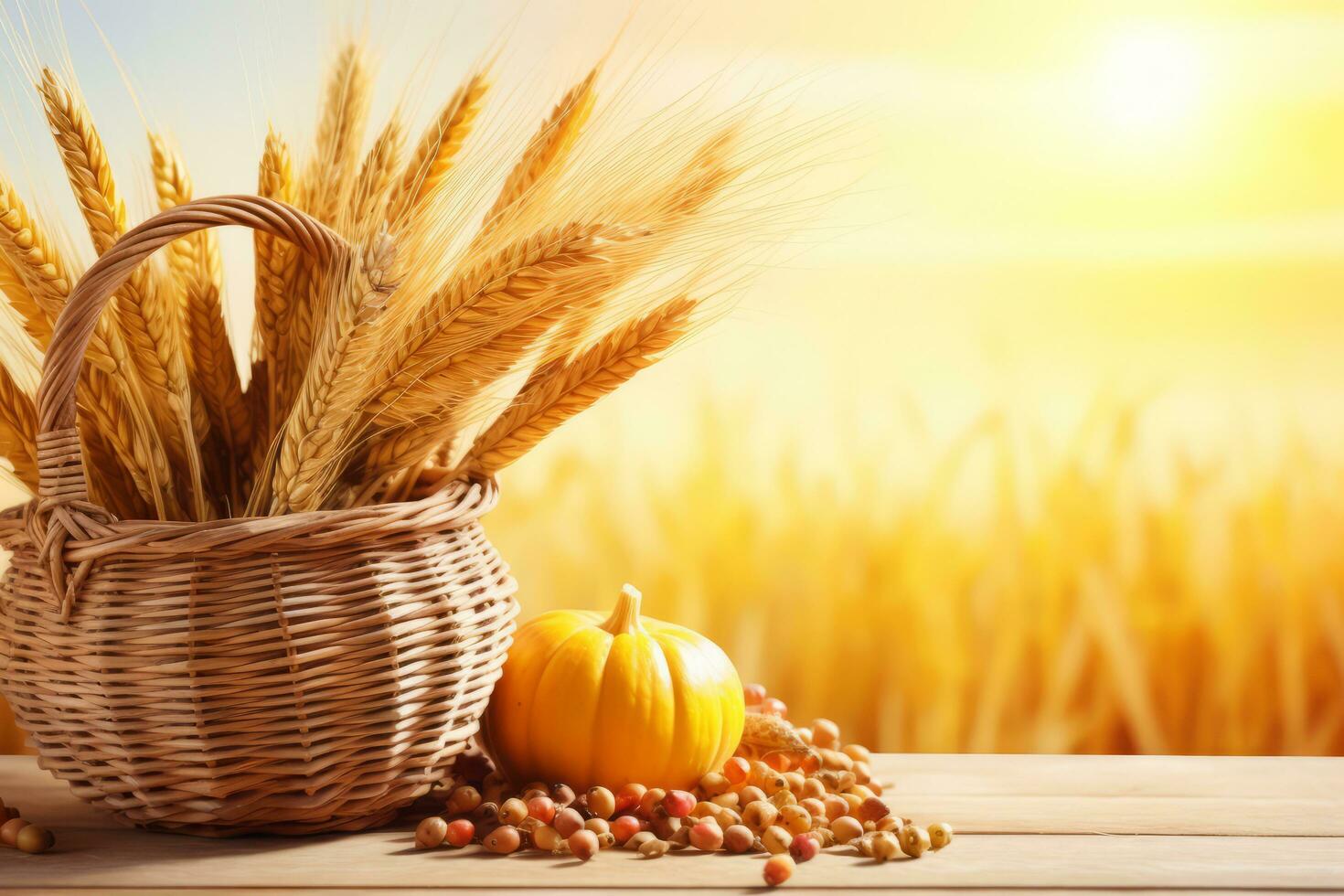 autumn composition with copy space AI Generative photo