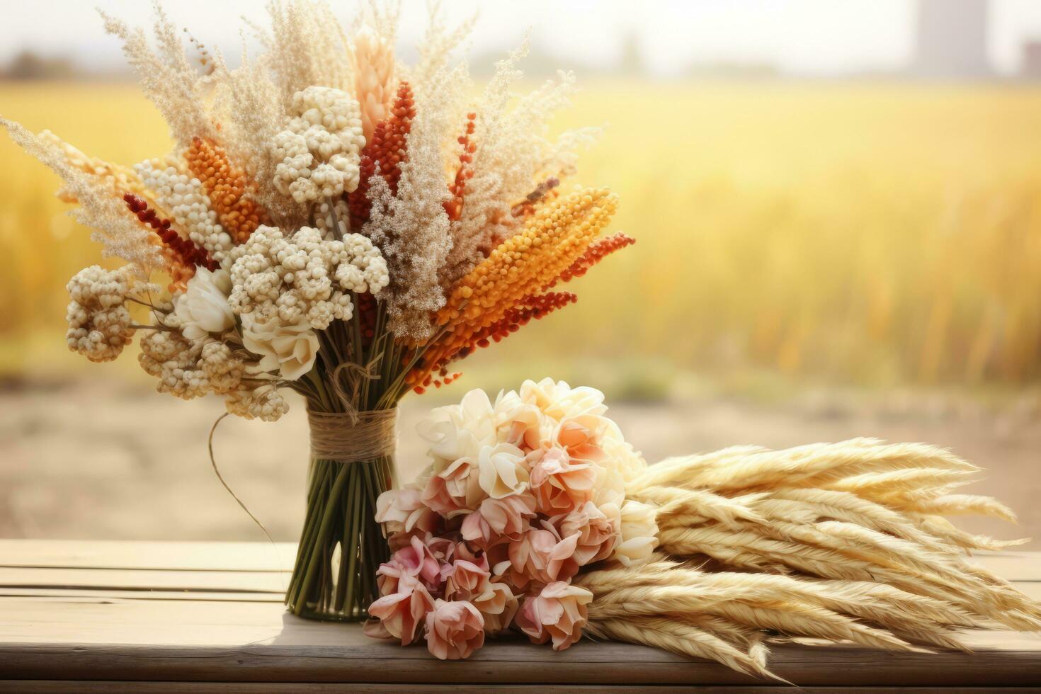 autumn composition with copy space AI Generative photo