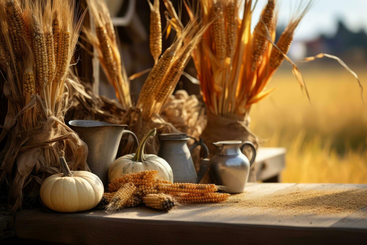 autumn composition with copy space AI Generative photo