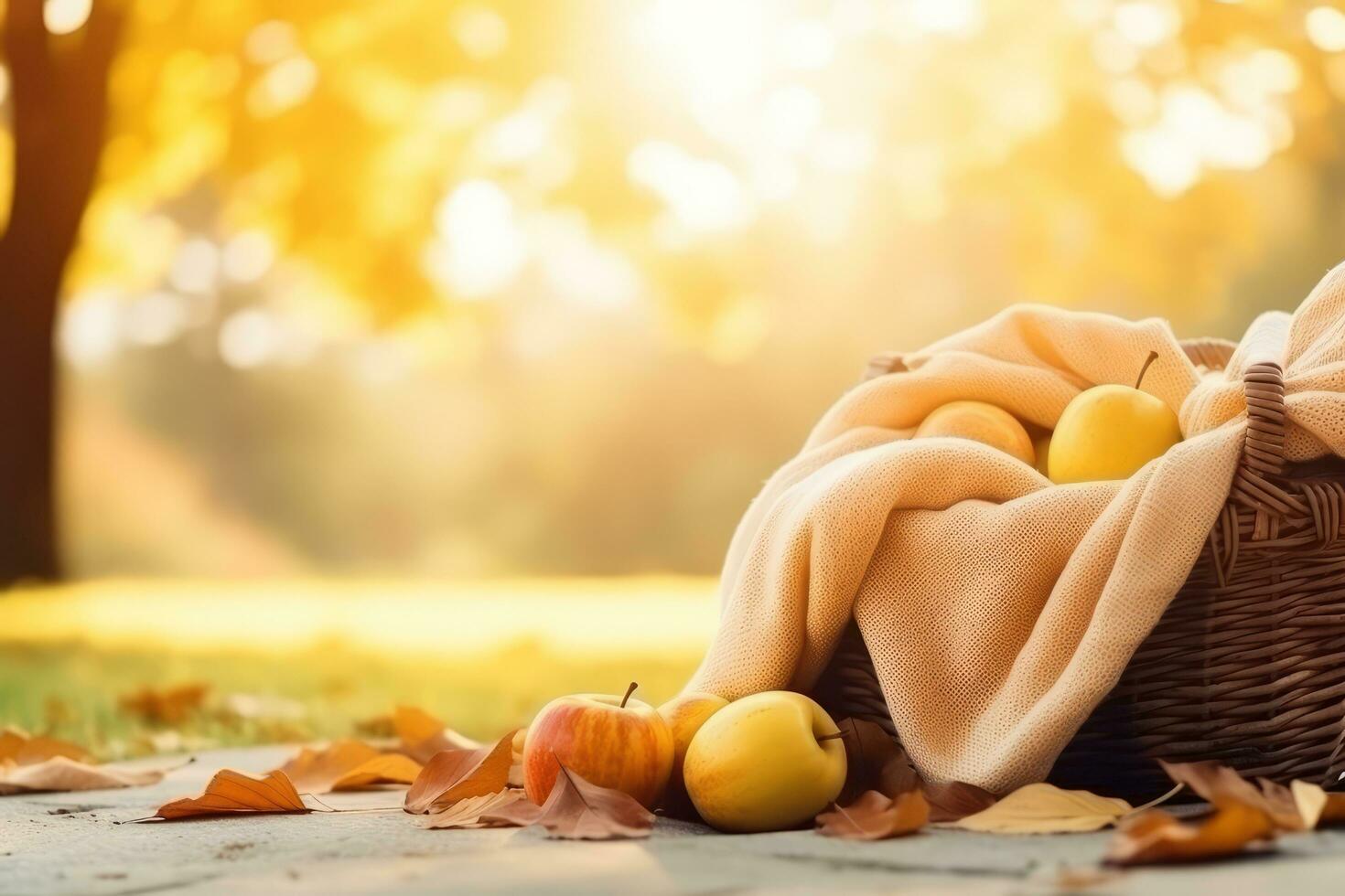 autumn composition with copy space AI Generative photo