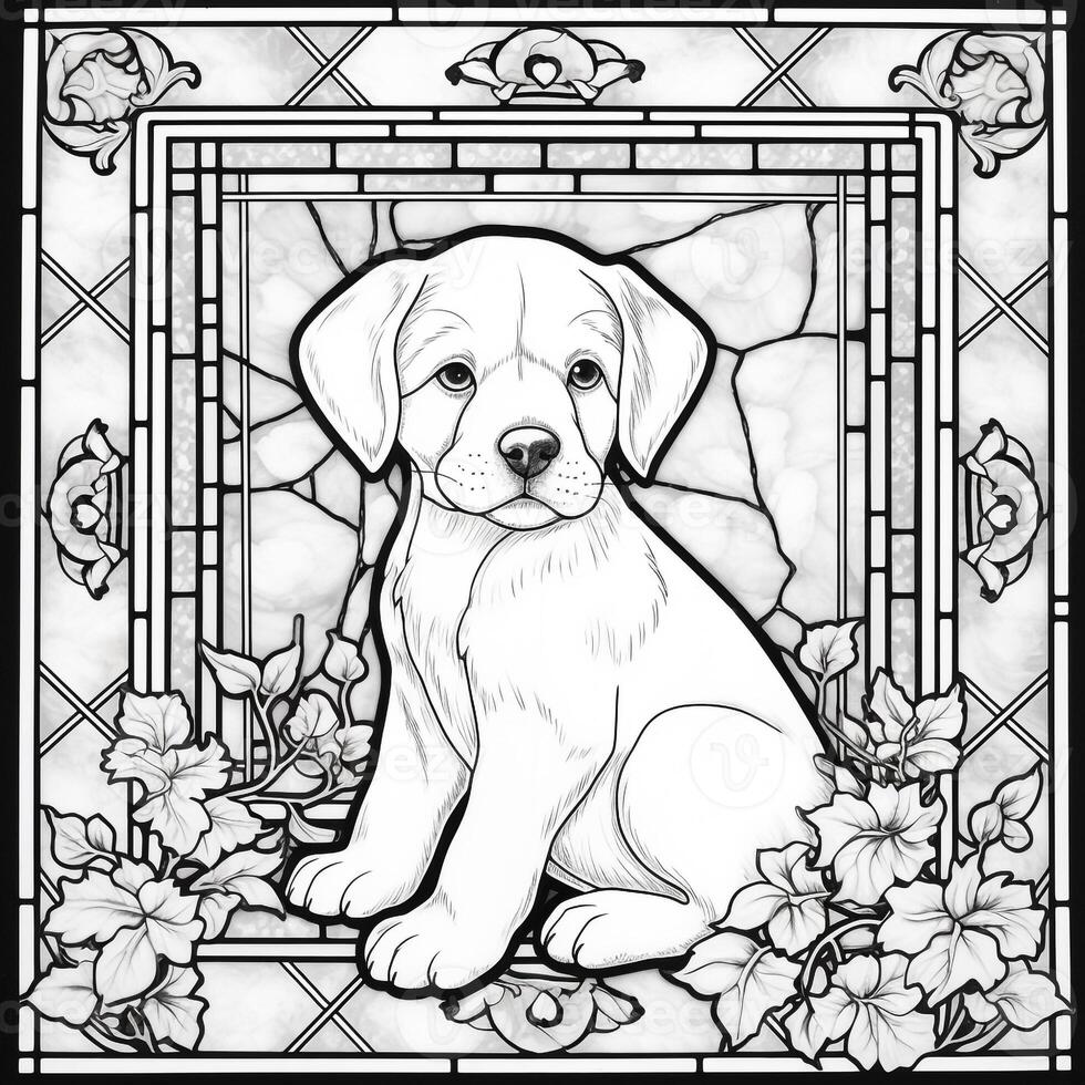 Stained Glass Dog Coloring pages photo