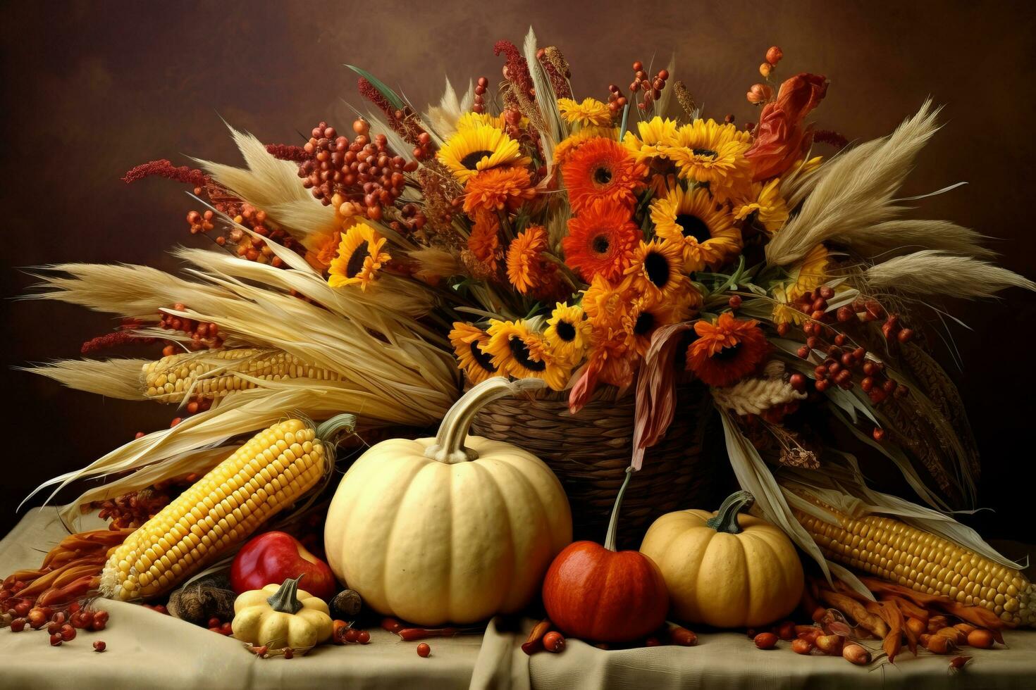 autumn composition with copy space AI Generative photo