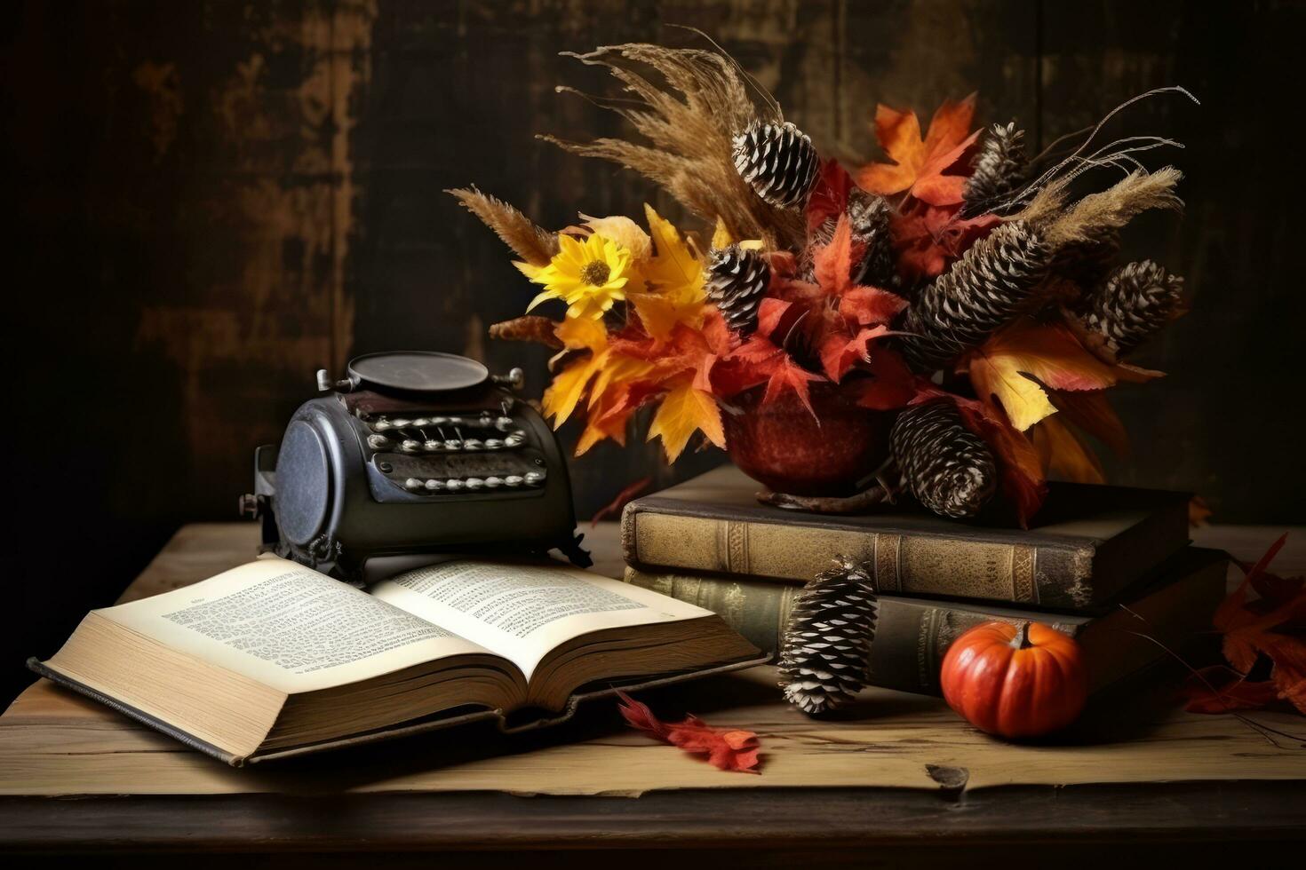 autumn composition with copy space AI Generative photo