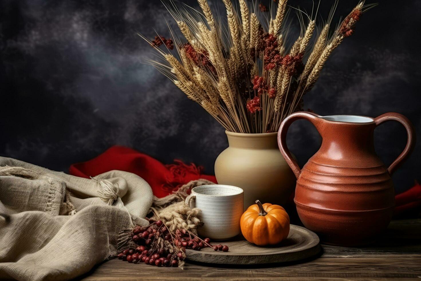 autumn composition with copy space AI Generative photo