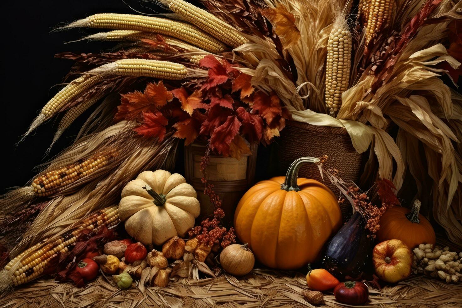 autumn composition with copy space AI Generative photo