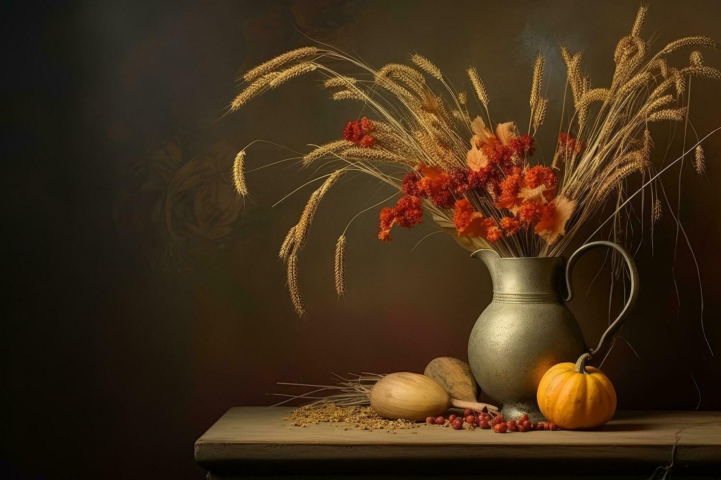 autumn composition with copy space AI Generative photo
