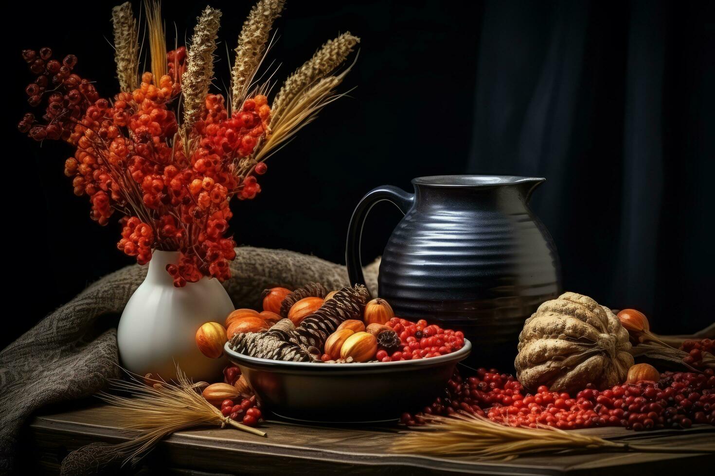 autumn composition with copy space AI Generative photo