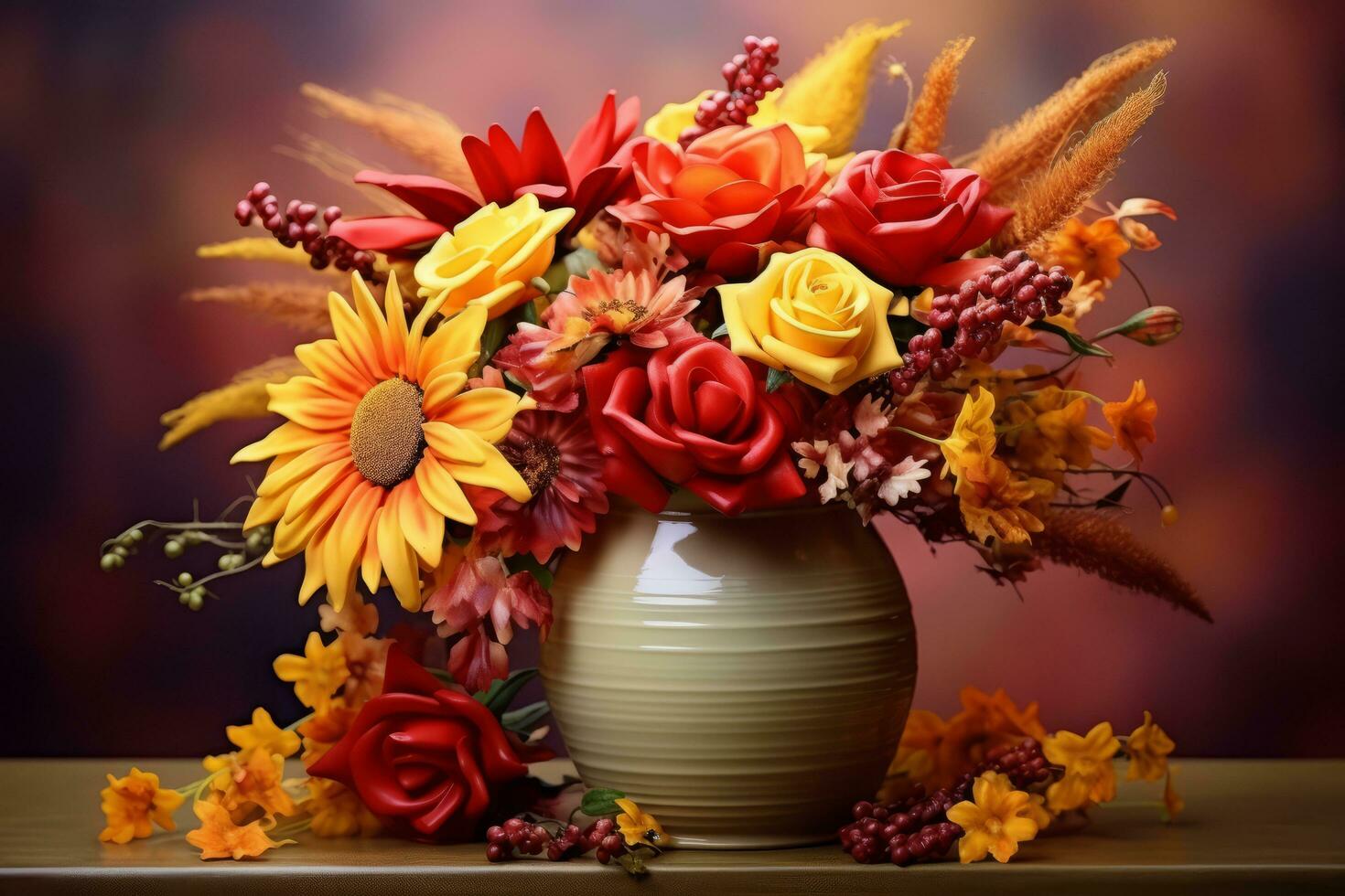 autumn composition with copy space AI Generative photo
