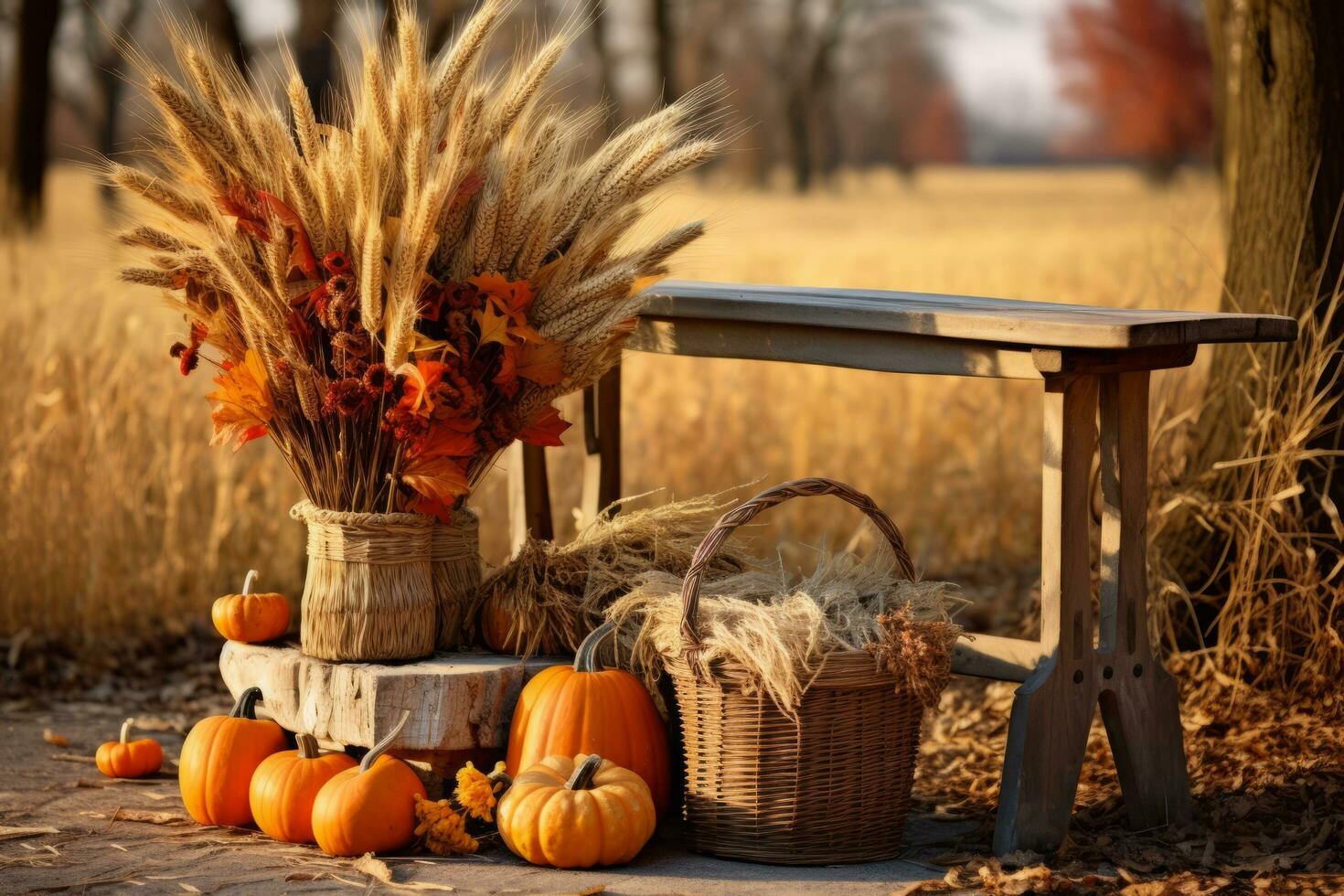 autumn composition with copy space AI Generative photo