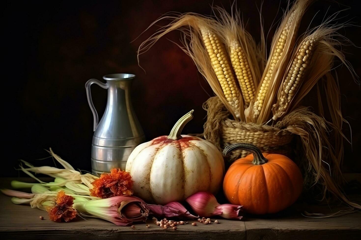 autumn composition with copy space AI Generative photo