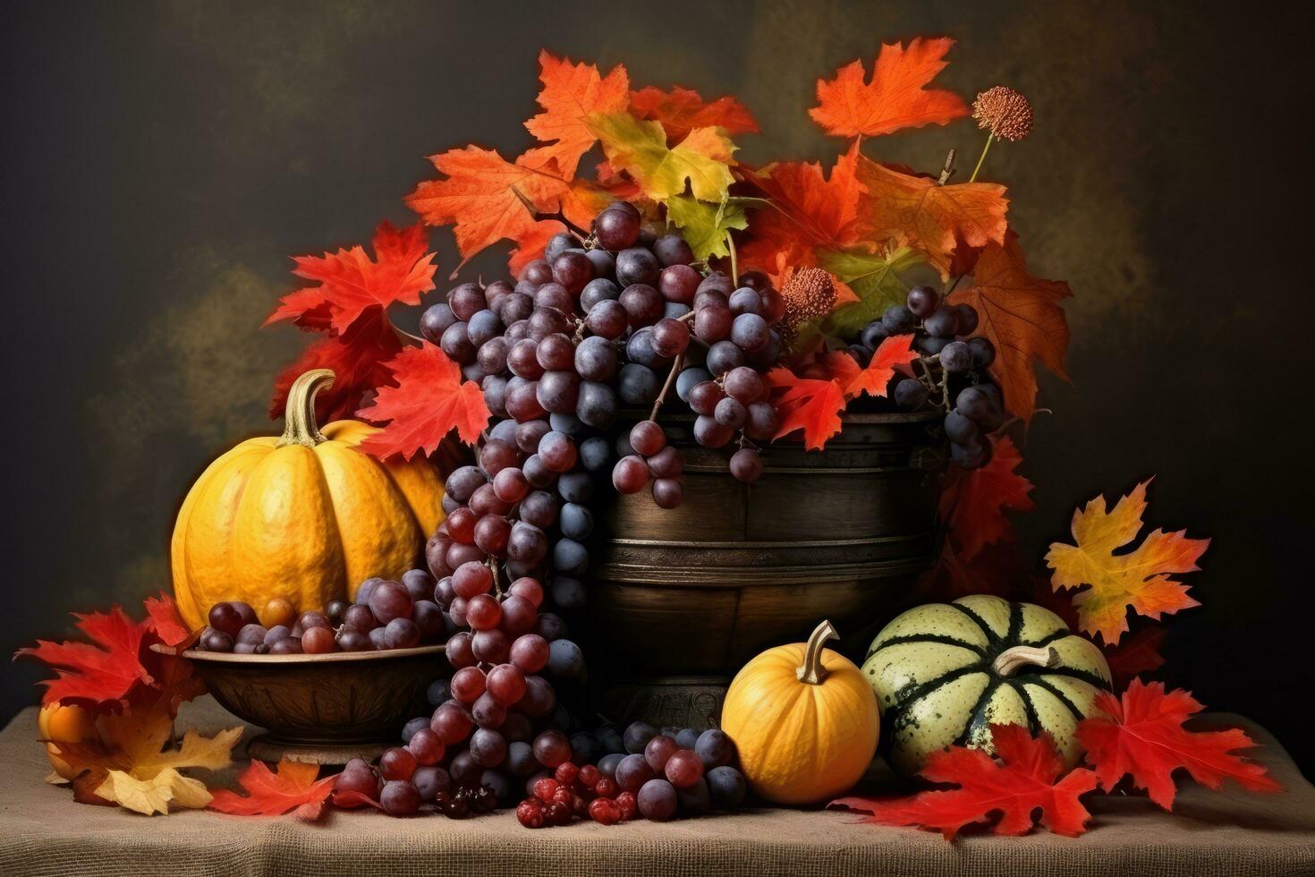 autumn composition with copy space AI Generative photo