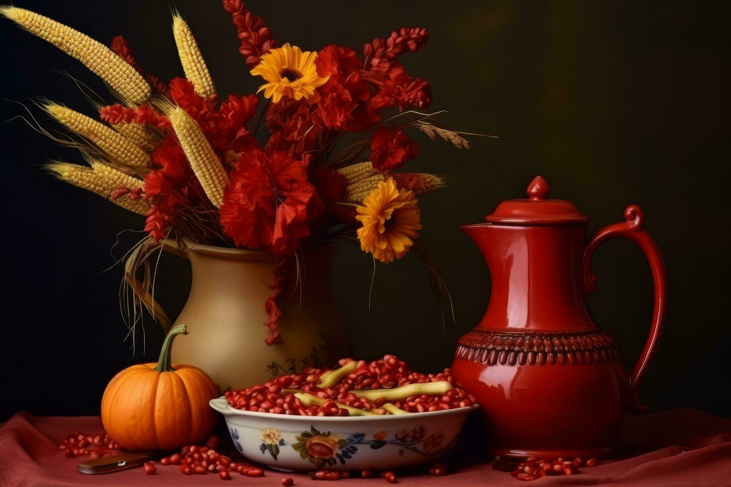 autumn composition with copy space AI Generative photo