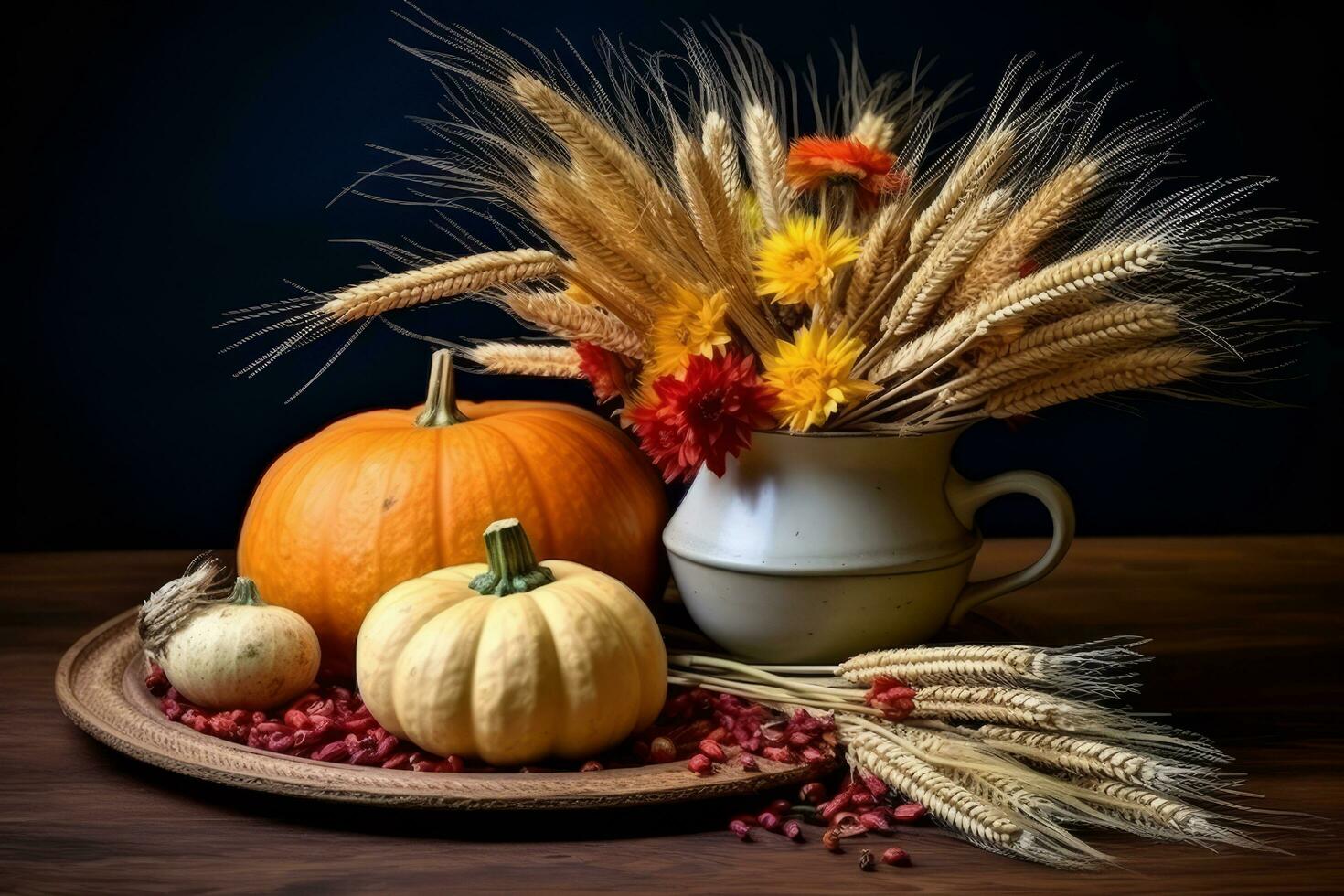 autumn composition with copy space AI Generative photo