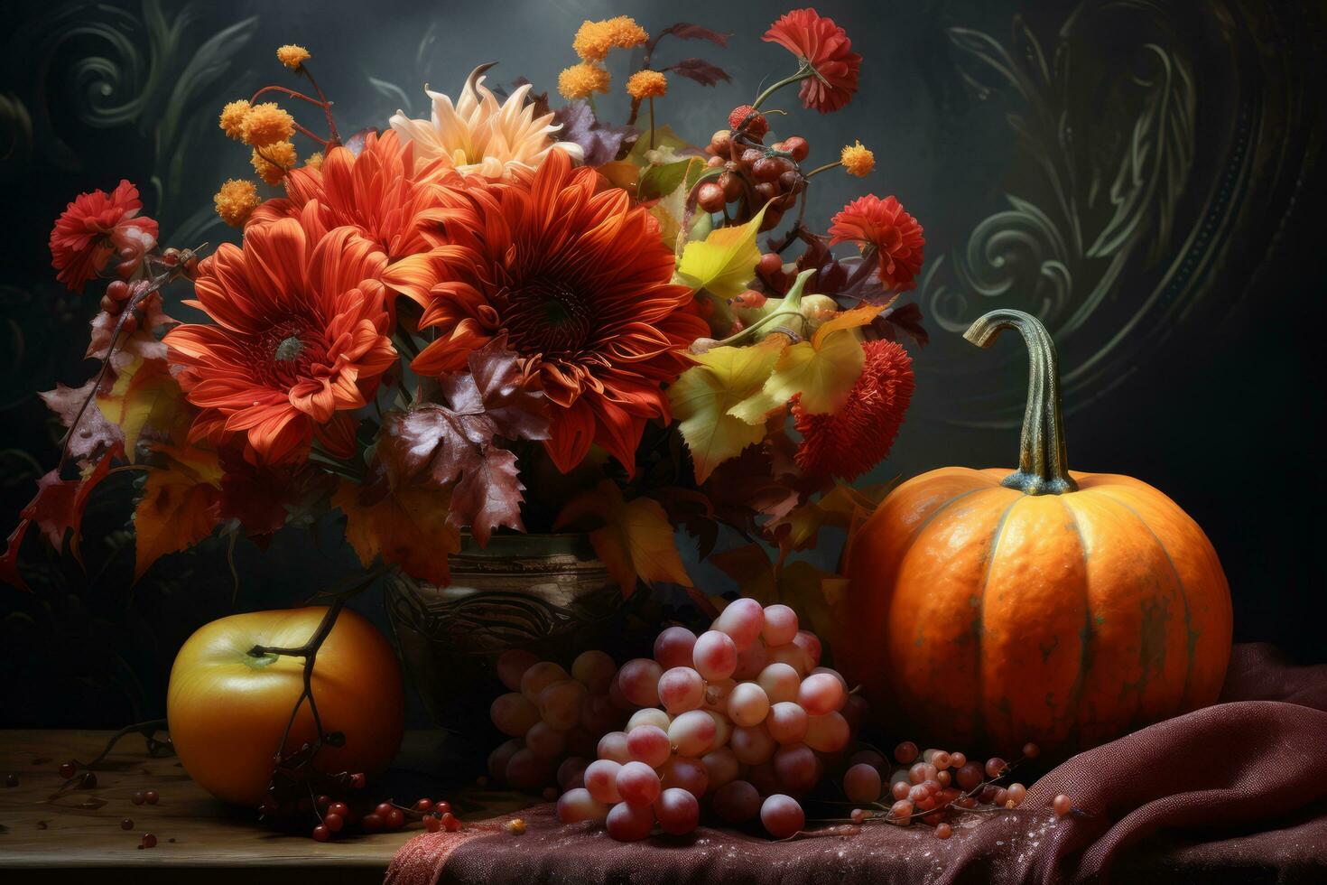 autumn composition with copy space AI Generative photo