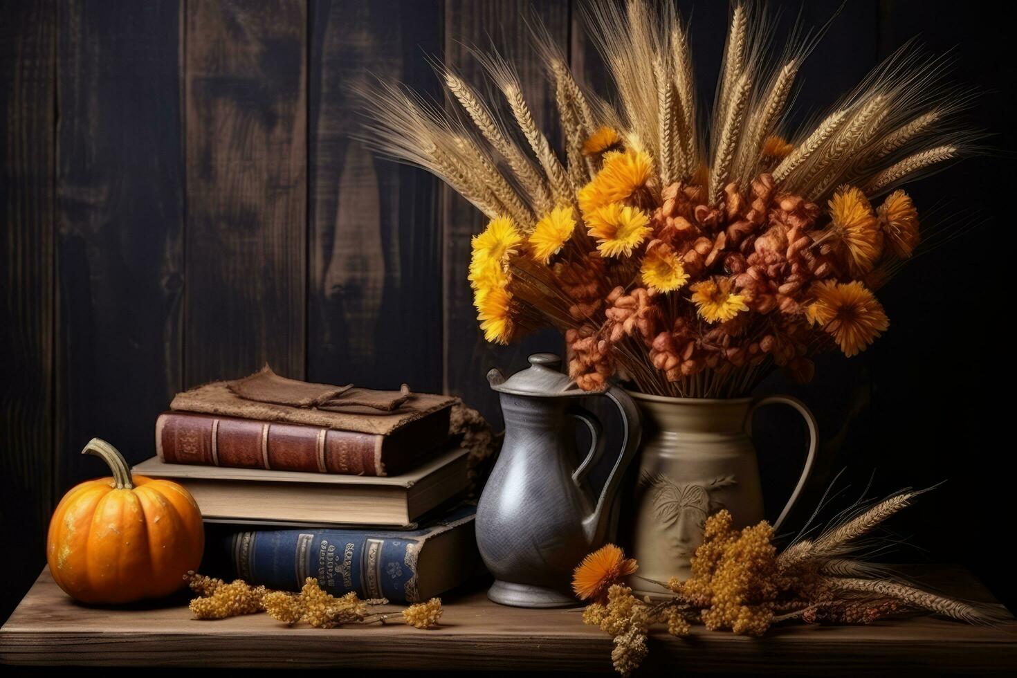 autumn composition with copy space AI Generative photo