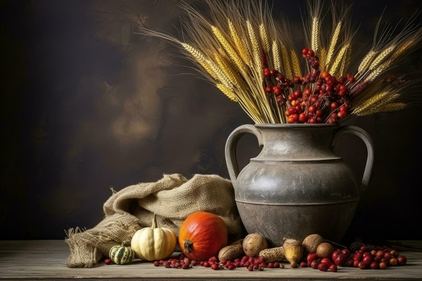 autumn composition with copy space AI Generative photo