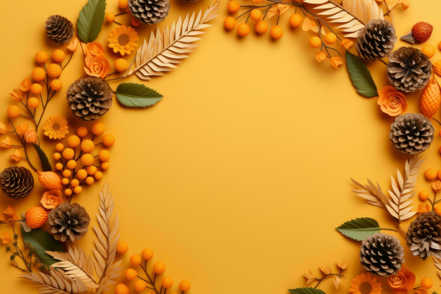 autumn composition with copy space AI Generative photo