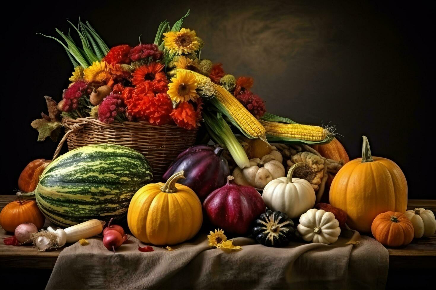 autumn composition with copy space AI Generative photo