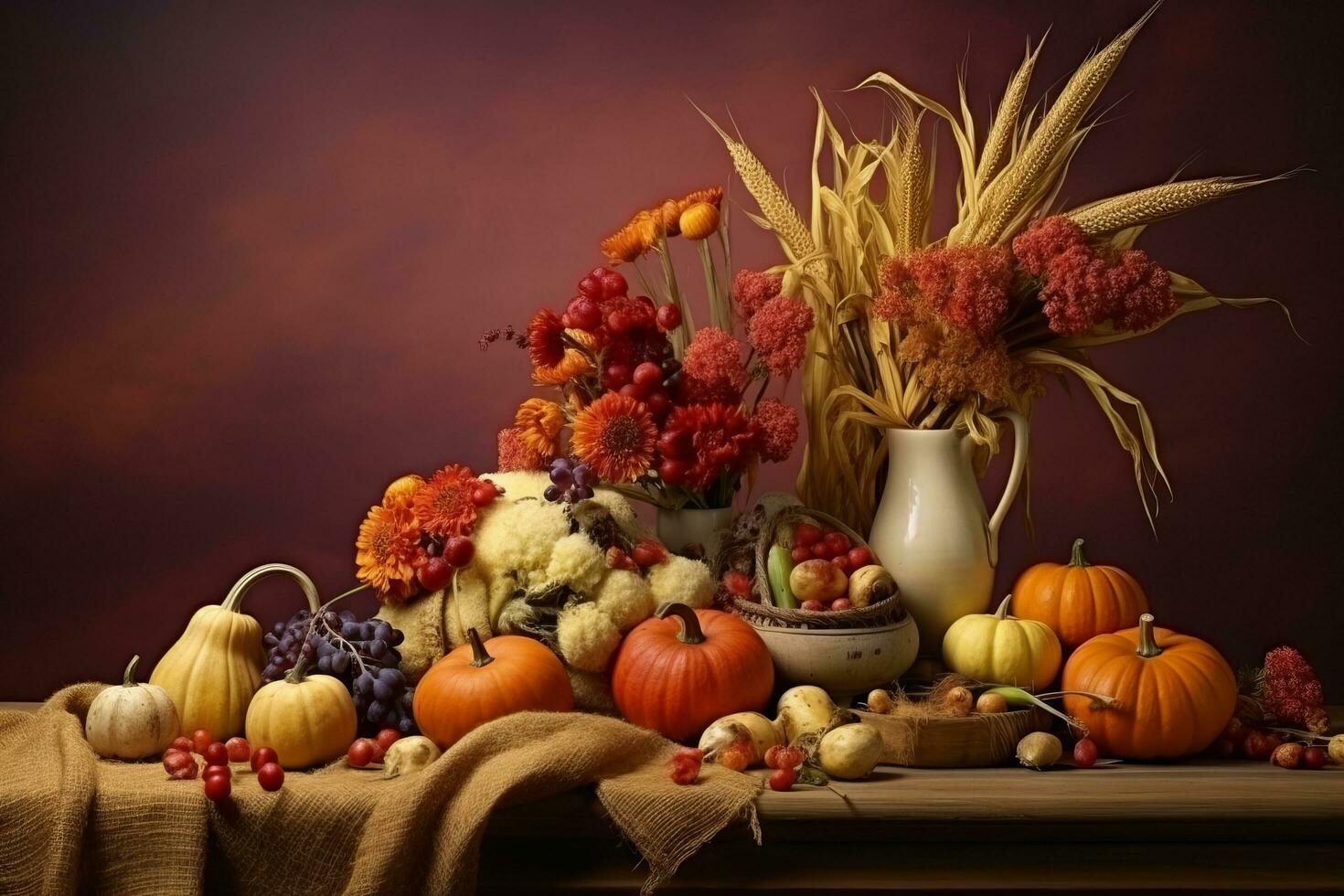 autumn composition with copy space AI Generative photo